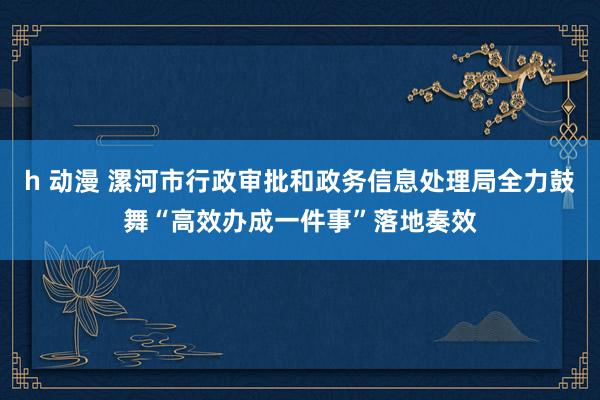 h 动漫 漯河市行政审批和政务信息处理局全力鼓舞“高效办成一件事”落地奏效