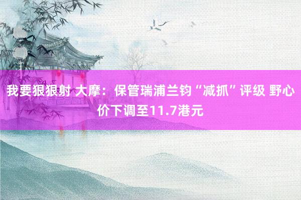 我要狠狠射 大摩：保管瑞浦兰钧“减抓”评级 野心价下调至11.7港元