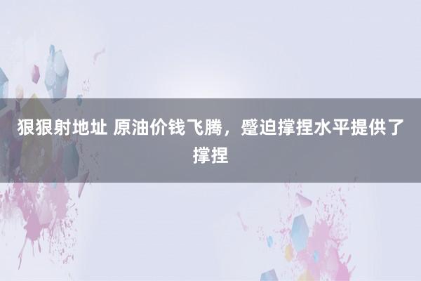 狠狠射地址 原油价钱飞腾，蹙迫撑捏水平提供了撑捏