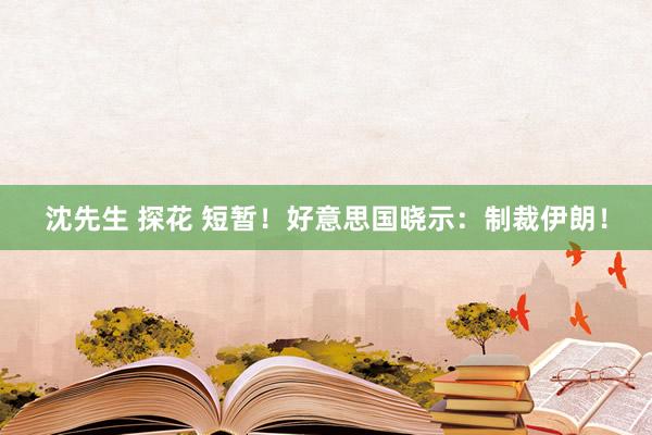 沈先生 探花 短暂！好意思国晓示：制裁伊朗！